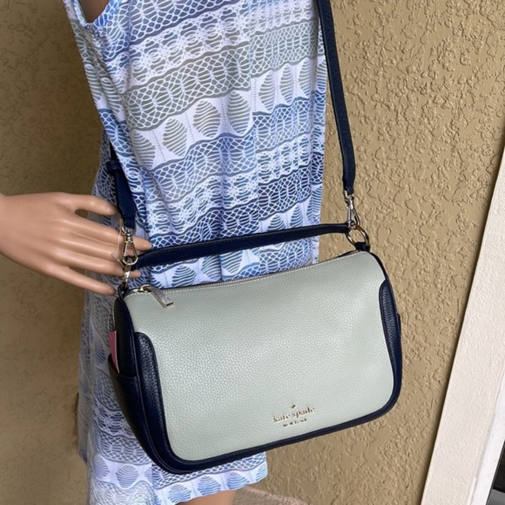 Kate Spade Pebbled Leather Crossbody Bag Light Pistachio Multi - Picture 13 of 16